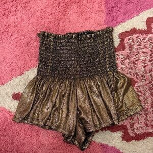Metallic Gold metallic shorts
